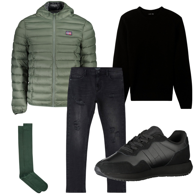 Outfit uomo - I jeans strappati. Stile Urban per Tutti i giorni. Abbinamento con jeans strappati, maglieria, giacche, calzini, sneakers.