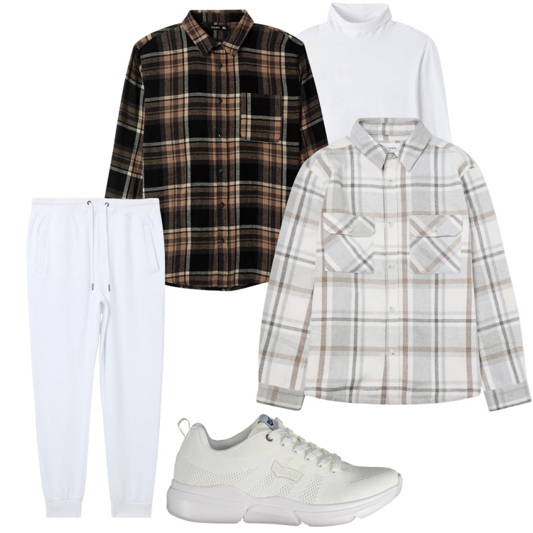 Outfit uomo - Mai senza i quadri. Stile Trendy per Sport. Abbinamento con camicie, t-shirt, pantaloni, cappotti, sneakers.