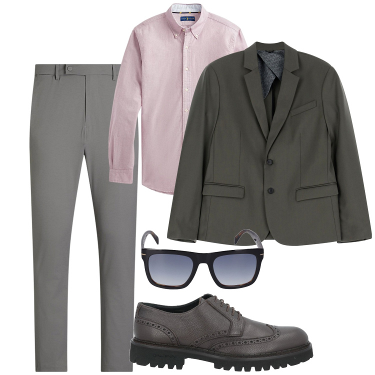 Outfit uomo - Ufficio in rosa. Stile Trendy per Ufficio. Abbinamento con scarpe stringate, giacche, camicie, pantaloni, occhiali da sole.
