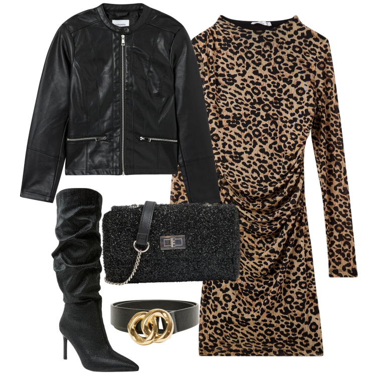 Outfit donna - Ottobre. Stile Trendy per Serata fuori. Abbinamento con vestiti lunghi, borse a tracolla, stivali, blazer, cinture.