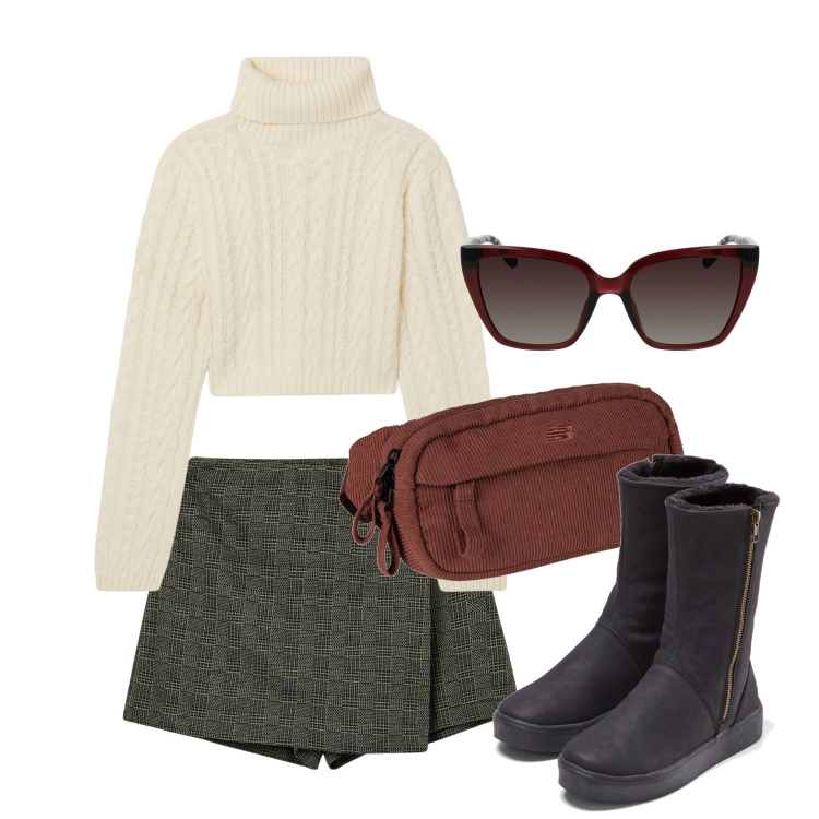 Outfit donna - Panna. Stile Bon Ton per Tutti i giorni. Abbinamento con stivali, gonne, maglieria, marsupi, occhiali da sole.