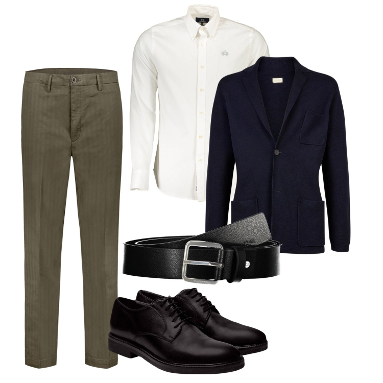 Outfit uomo - Cardigan. Stile Casual per Tutti i giorni. Abbinamento con pantaloni, scarpe stringate, cardigans, camicie, cinture.