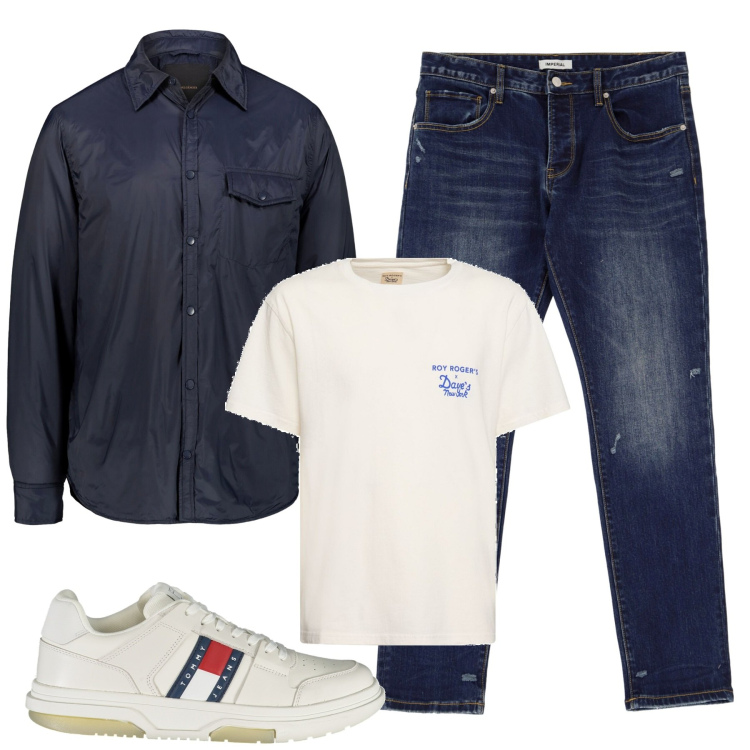 Outfit uomo - Total look #1980518. Stile Casual per Tutti i giorni. Abbinamento con jeans slim fit, giacche, t-shirt, sneakers.