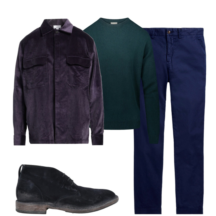Outfit uomo - Total look #1980529. Stile Casual per Tutti i giorni. Abbinamento con giacche, stivali e stivaletti, pantaloni, maglieria.