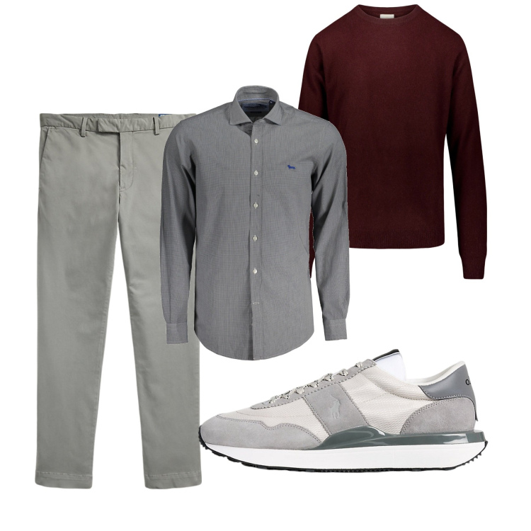 Outfit uomo - Il pull rosso. Stile Casual per Tutti i giorni. Abbinamento con sneakers, pantaloni, maglieria, camicie.