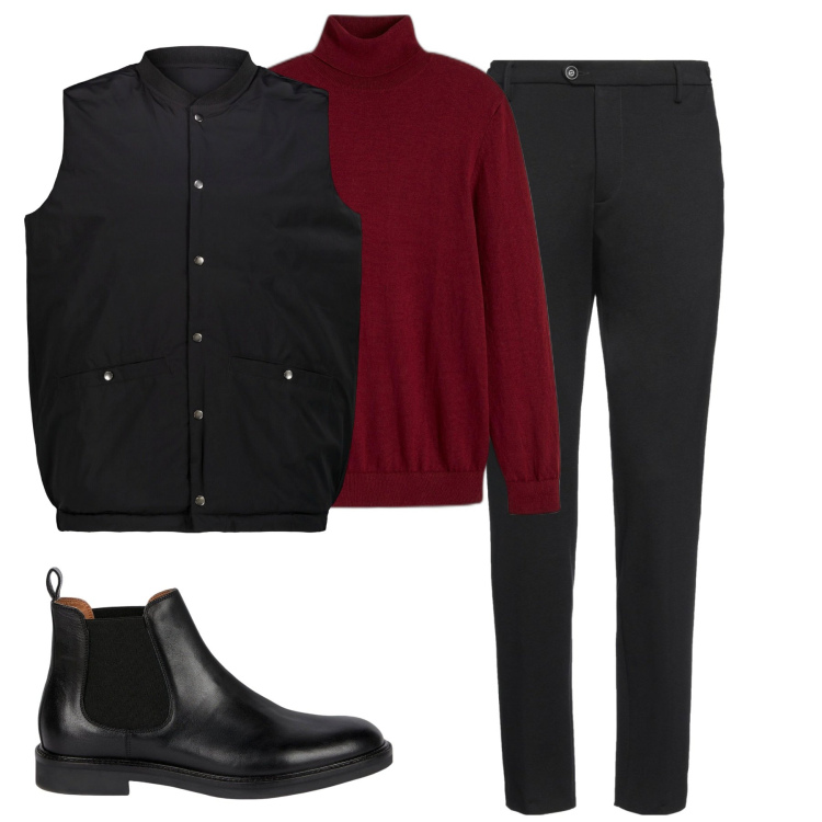 Outfit uomo - Total look #1980539. Stile Business/Elegante per Tutti i giorni. Abbinamento con maglieria, pantaloni, gilet, stivali e stivaletti.