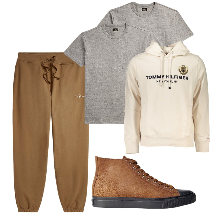Outfit uomo - City. Stile Urban per Tutti i giorni. Abbinamento con sneakers, t-shirt, pantaloni, felpe con cappuccio.