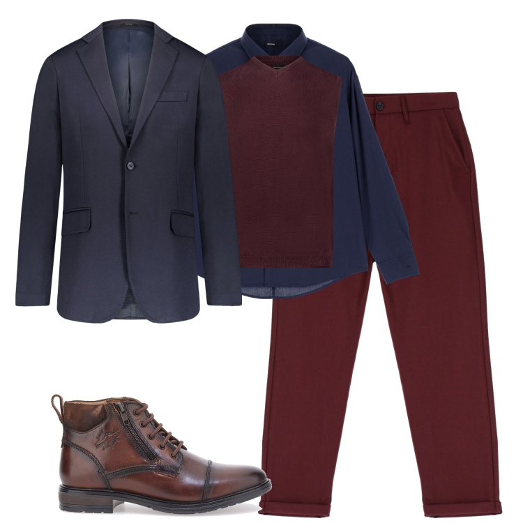 Outfit uomo - Total look #1980680. Stile Urban per Tutti i giorni. Abbinamento con camicie, pantaloni, giacche, scarpe stringate, gilet.