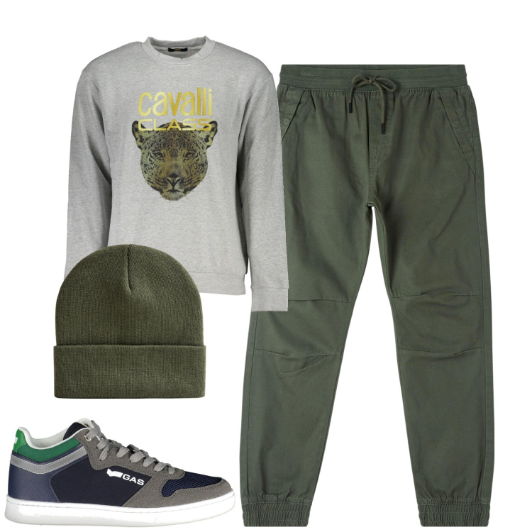 Outfit uomo - Total look #1980687. Stile Casual per Tutti i giorni. Abbinamento con pantaloni, berretti, felpe, sneakers.