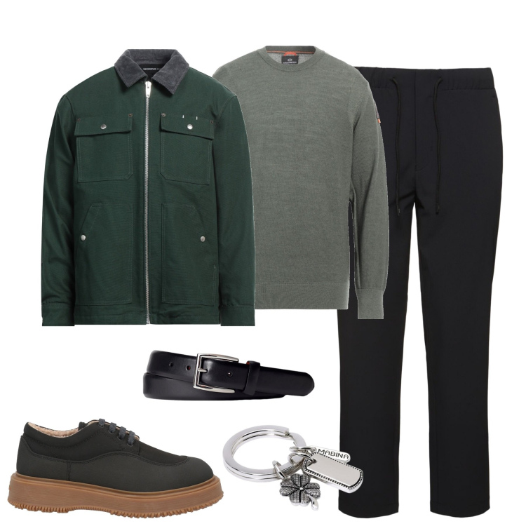 Outfit uomo - City. Stile Trendy per Tutti i giorni. Abbinamento con scarpe stringate, giacche, pullovers, portachiavi, cinture, pantaloni.