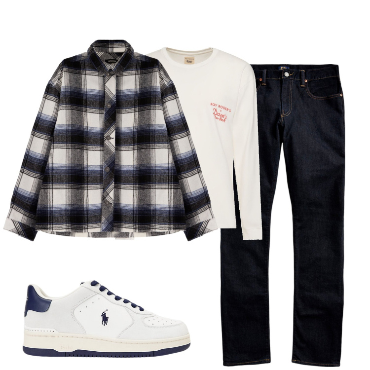 Outfit uomo - Total look #1980700. Stile Casual per Tutti i giorni. Abbinamento con camicie, jeans, sneakers, t-shirt.