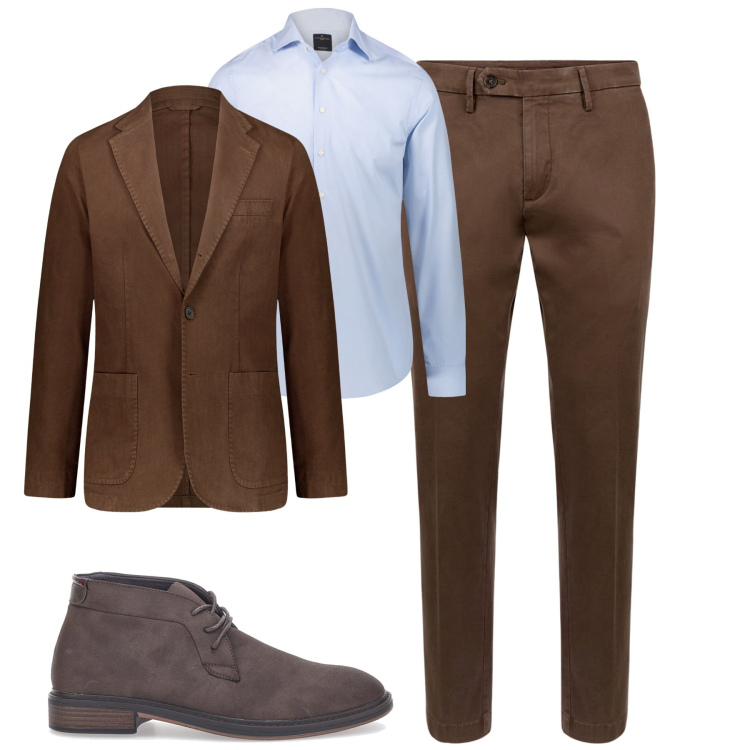 Outfit uomo - Ufficio. Stile Business/Elegante per Ufficio. Abbinamento con camicie, pantaloni chino, scarpe stringate, giacche.