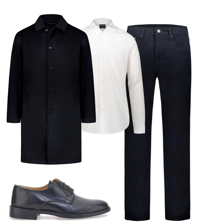 Outfit uomo - Total look #1980704. Stile Urban per Tutti i giorni. Abbinamento con camicie, pantaloni, scarpe stringate, cappotti.