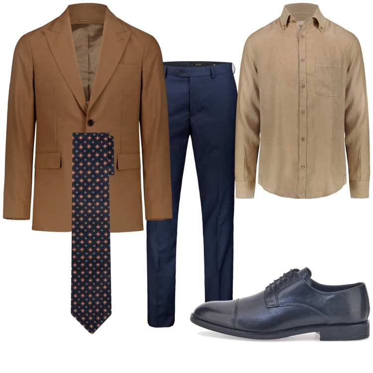 Outfit uomo - Si concludono affari. Stile Business/Elegante per Ufficio. Abbinamento con scarpe stringate, pantaloni, abiti, cravatte, camicie.
