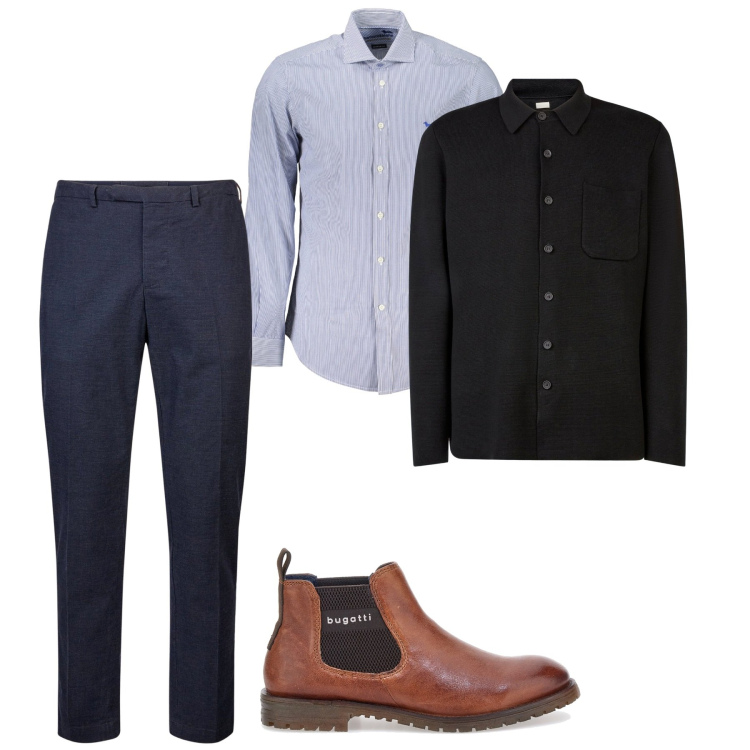 Outfit uomo - City. Stile Casual per Tutti i giorni. Abbinamento con pantaloni, cappotti, stivali e stivaletti, camicie.