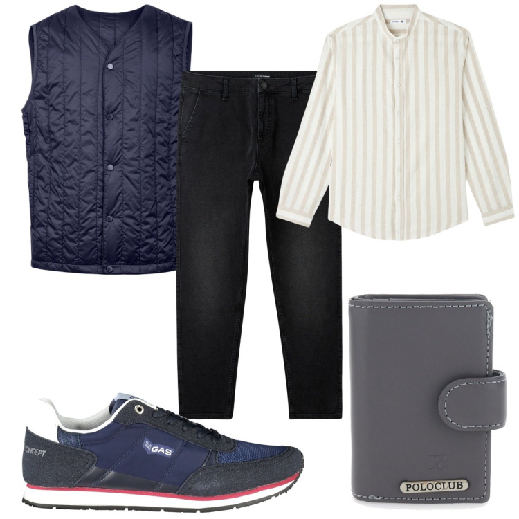 Outfit uomo - Total look #1980791. Stile Casual per Tutti i giorni. Abbinamento con camicie, jeans, portafogli, sneakers, piumini.