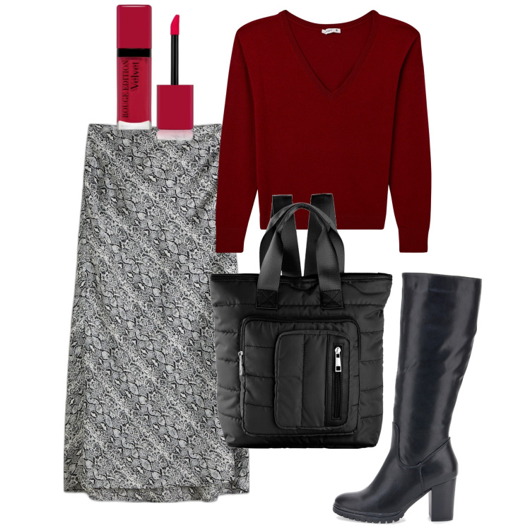 Outfit donna - Rosso lacca. Stile Bon Ton per Tutti i giorni. Abbinamento con gonne, zaini, rossetti, maglieria, stivali.