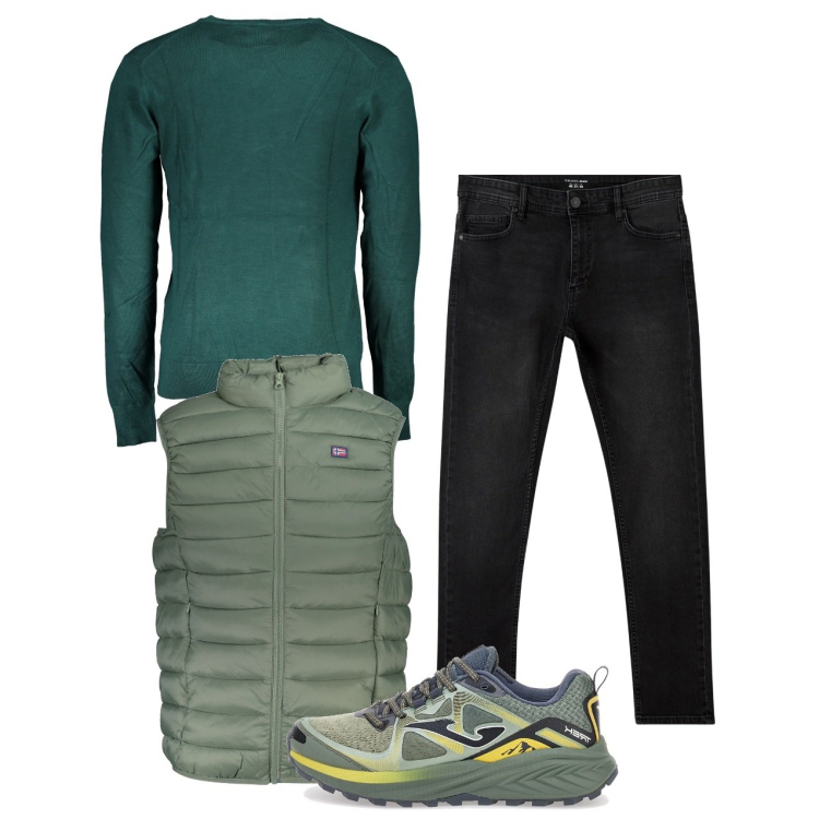 Outfit uomo - In città. Stile Casual per Tutti i giorni. Abbinamento con jeans skinny, giacche, sneakers, maglieria.