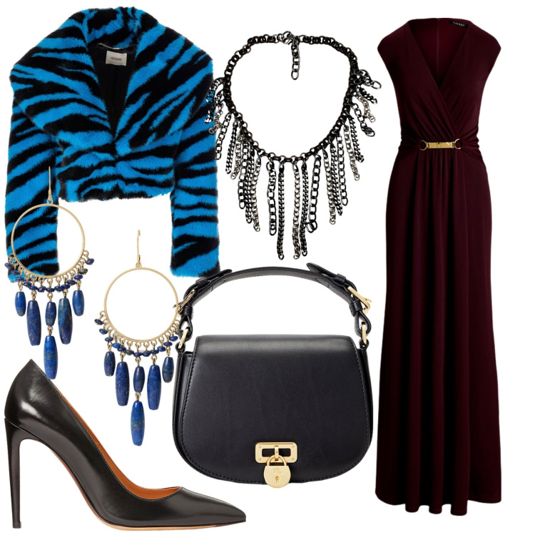 Outfit donna - Total look #1980917. Stile Glamour per Serata fuori. Abbinamento con blazer, borse a tracolla, décolleté, orecchini, vestiti, collane.
