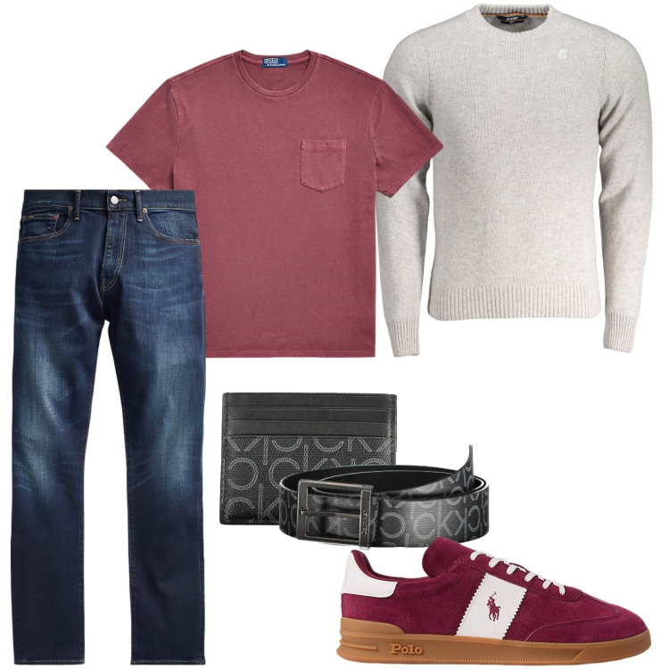 Outfit uomo - La t-shirt come le sneakers. Stile Urban per Tutti i giorni. Abbinamento con jeans, t-shirt, sneakers, maglieria, portafogli.
