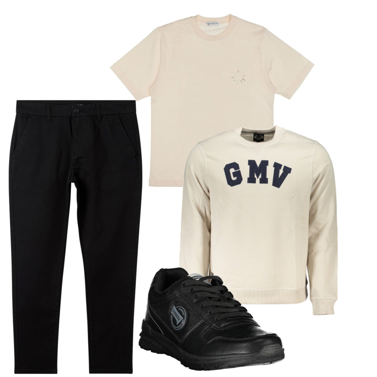 Outfit uomo - City. Stile Urban per Tutti i giorni. Abbinamento con pantaloni chino, t-shirt, sneakers, felpe.