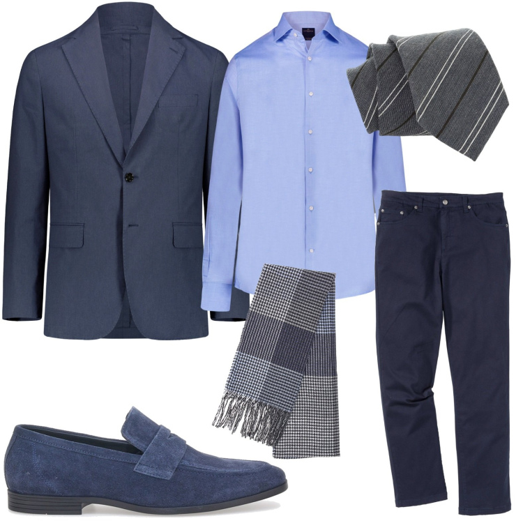 Outfit uomo - La cravatta icona di stile. Stile Urban per Ufficio. Abbinamento con pantaloni, cravatte, camicie, sciarpe, giacche, scarpe stringate.
