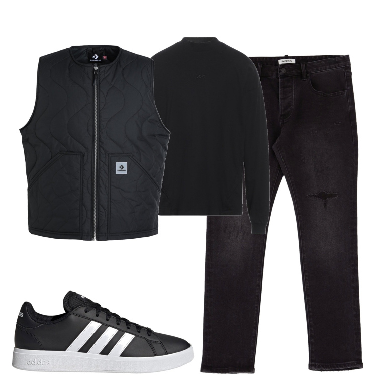 Outfit uomo - Total look #1981322. Stile Casual per Tutti i giorni. Abbinamento con giacche, t-shirt, jeans slim fit, sneakers, pantaloni.
