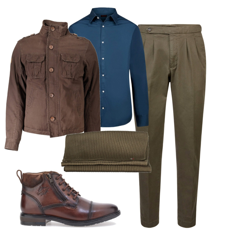 Outfit uomo - Total look #1981334. Stile Urban per Tutti i giorni. Abbinamento con pantaloni, scarpe stringate, giacche, camicie, sciarpe.