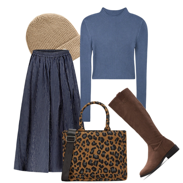Outfit donna - Il gonnone. Stile Bon Ton per Tutti i giorni. Abbinamento con stivali, shopping bag, maglieria, berretti, gonne.