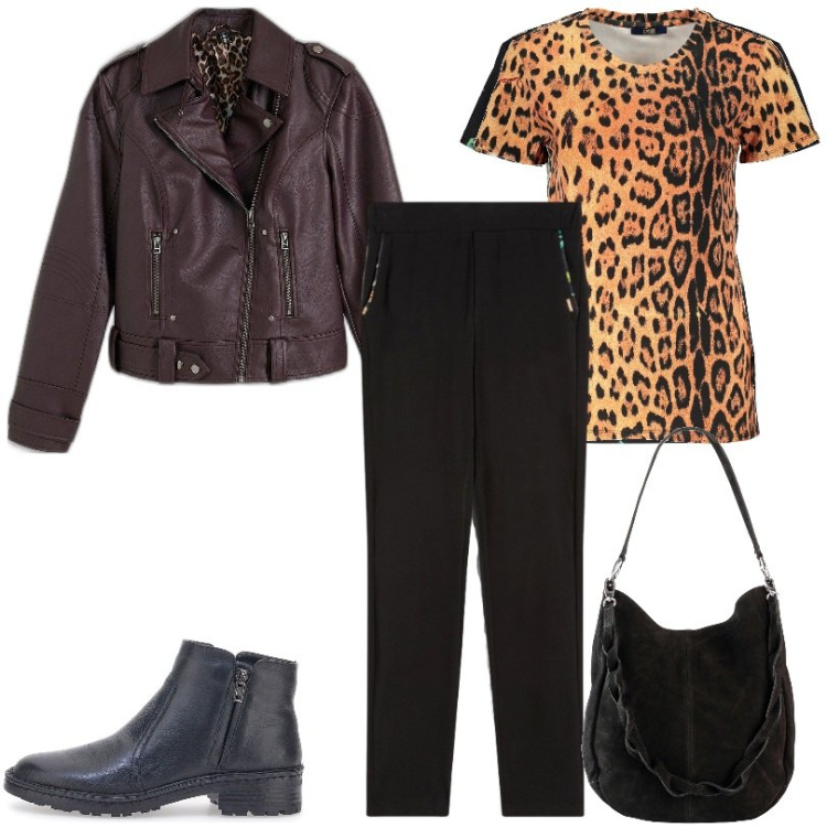 Outfit donna - Total look #1981457. Stile Basic per Tutti i giorni. Abbinamento con blazer, borse a mano, pantaloni, stivaletti, t-shirt, t-shirt.