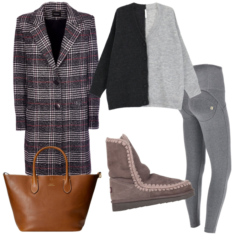 Outfit donna - Total look. Stile Basic per Tutti i giorni. Abbinamento con stivaletti, cappotti, cardigans, pantaloni skinny, borse tote.