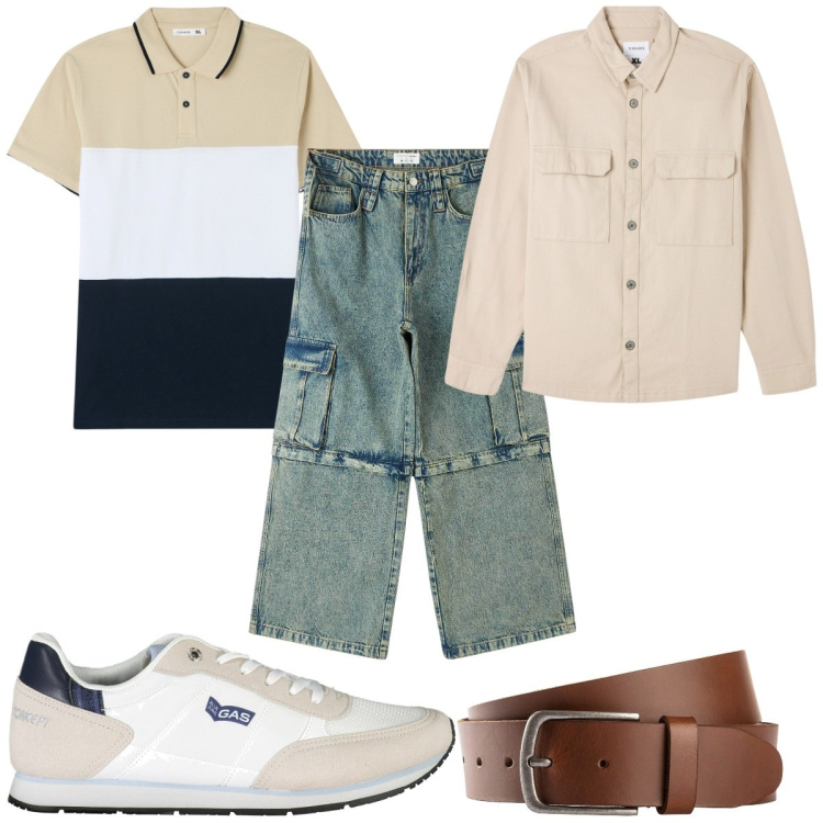 Outfit uomo - Total look #1981536. Stile Casual per Tutti i giorni. Abbinamento con cinture, camicie, polo, jeans, sneakers.