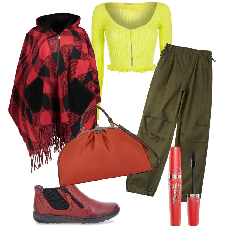Outfit donna - Luce nell autunno. Stile Casual chic per Tutti i giorni. Abbinamento con mascara, pantaloni cargo, cardigans, stivaletti, borse a spalla, cappotti.