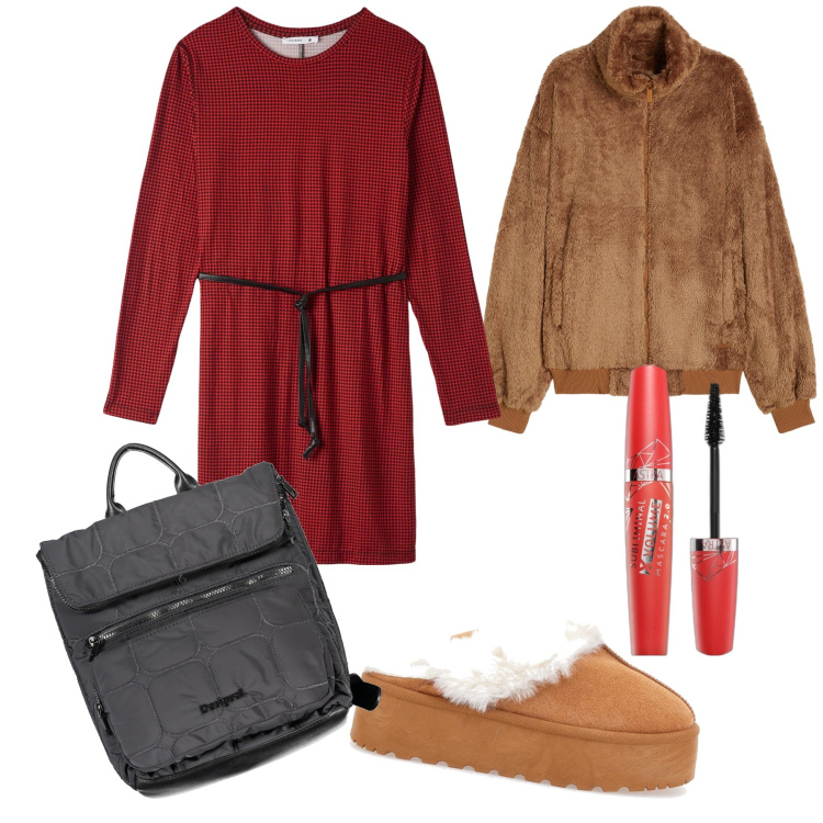 Outfit donna - Comodissima. Stile Trendy per Tutti i giorni. Abbinamento con mascara, vestiti midi/longuette, blazer, stivaletti, zaini.