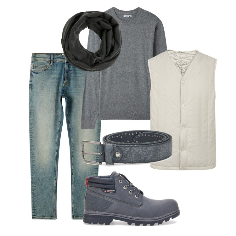Outfit uomo - Il trapuntino panna. Stile Casual per Tutti i giorni. Abbinamento con maglieria, jeans skinny, sciarpe, piumini, cinture, stivali e stivaletti.