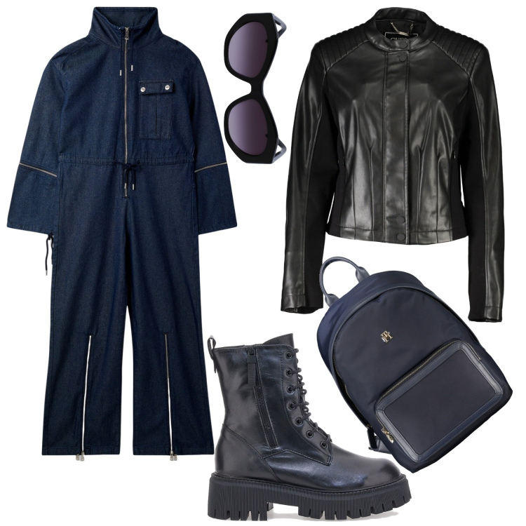 Outfit donna - Un look casual e confortevole. Stile Casual per Tutti i giorni. Abbinamento con tute, anfibi, giacche sportive, occhiali da sole, zaini.