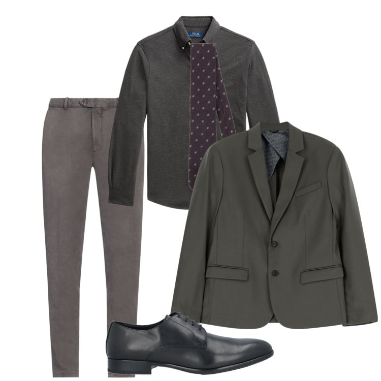 Outfit uomo - Grigio sera. Stile Business/Elegante per Serata speciale. Abbinamento con scarpe stringate, cravatte, pantaloni, giacche, camicie.