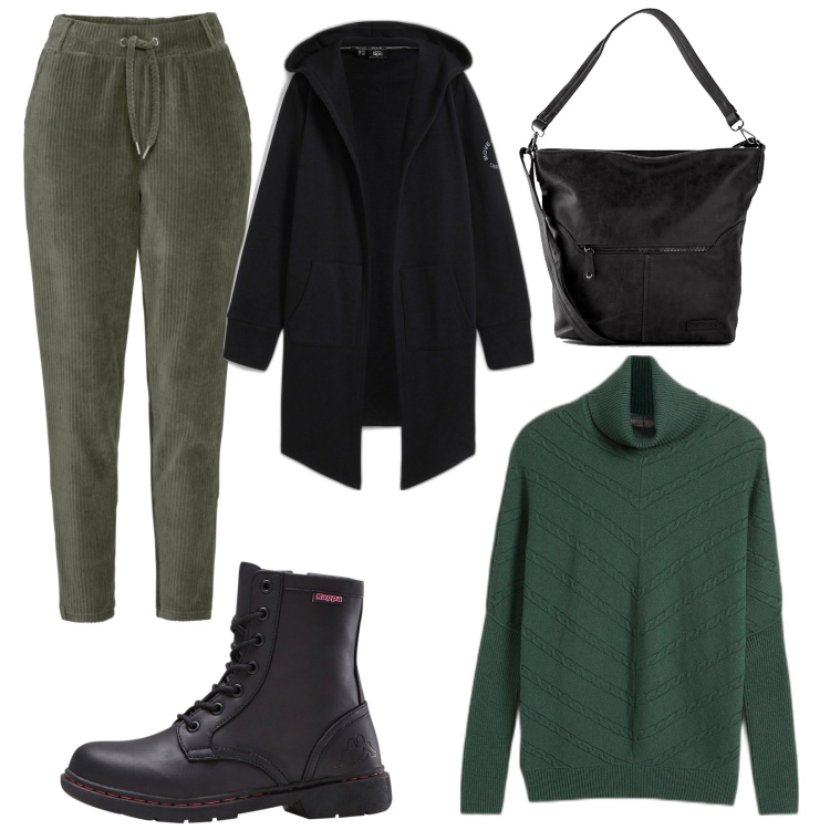 Outfit donna - Bonprix autunno. Stile Basic per Tutti i giorni. Abbinamento con blazer, pantaloni, maglieria, stivaletti, borse a tracolla.
