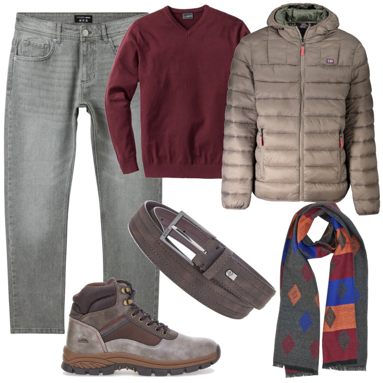 Outfit uomo - Pioggia leggera. Stile Casual per Tutti i giorni. Abbinamento con maglieria, jeans, stivali e stivaletti, cinture, sciarpe, giacche.