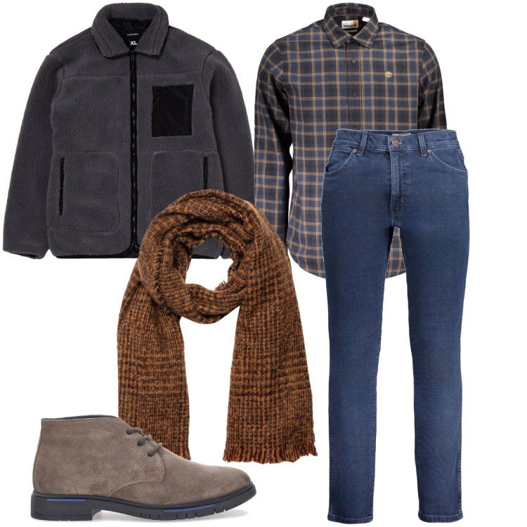Outfit uomo - Camicia a quadri. Stile Casual per Ufficio. Abbinamento con giacche, sciarpe, camicie, scarpe stringate, jeans.