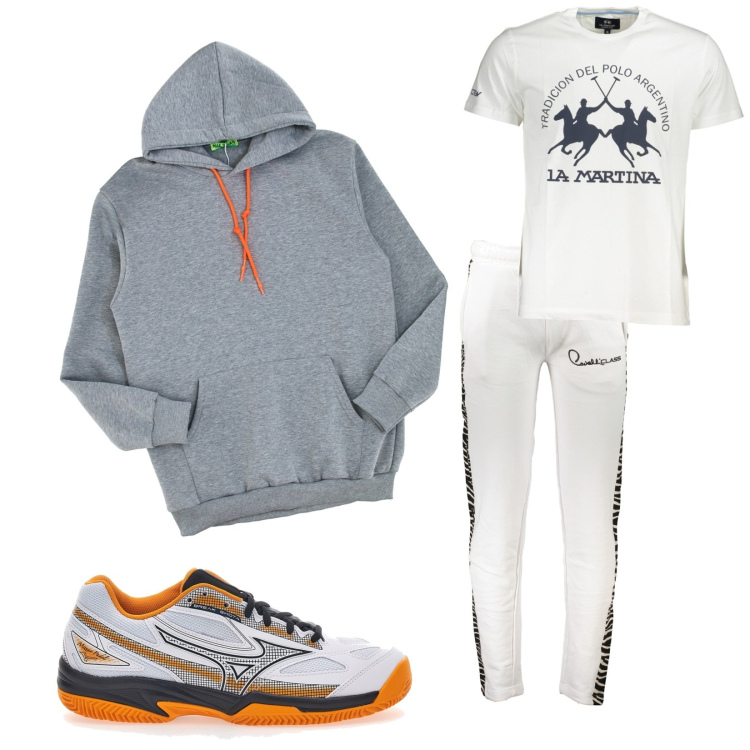 Outfit uomo - Athleisure. Stile Trendy per Tutti i giorni. Abbinamento con felpe con cappuccio, sneakers, pantaloni, t-shirt.