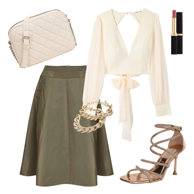 Outfit donna - Occasione speciale o cerimonia. Stile Bon Ton per Cerimonia. Abbinamento con rossetti, sandali col tacco, bluse, borse a tracolla, braccialetti, gonne.