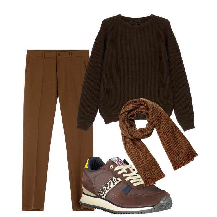 Outfit uomo - City. Stile Casual per Tutti i giorni. Abbinamento con maglieria, pantaloni, sciarpe, sneakers.