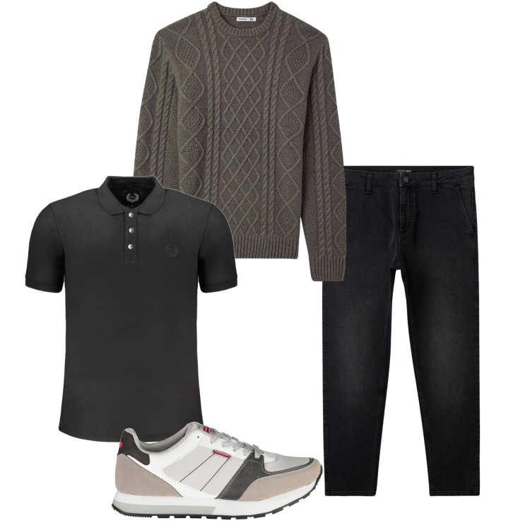 Outfit uomo - Il pullover nordico. Stile Casual per Tutti i giorni. Abbinamento con jeans, maglieria, polo, sneakers.