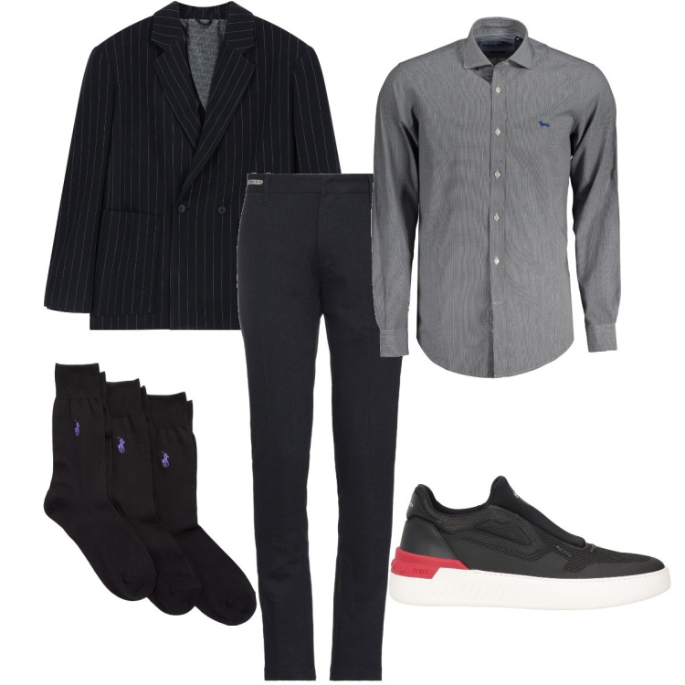 Outfit uomo - Elegante con le sneakers. Stile Business/Elegante per Cerimonia. Abbinamento con pantaloni, sneakers, giacche, calzini, camicie.
