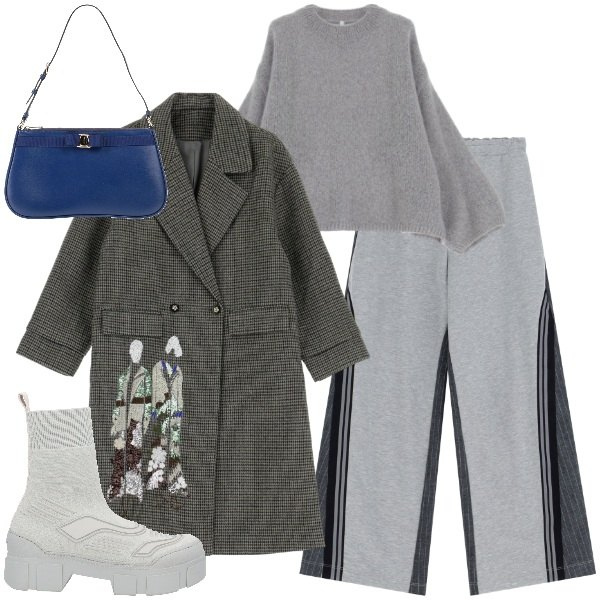 Outfit donna - Autunno. Stile Trendy per Tutti i giorni. Abbinamento con stivaletti, borse a mano, pullovers, pantaloni, trench.