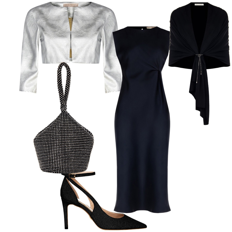 Outfit donna - Little black dress. Stile Bon Ton per Serata fuori. Abbinamento con bolero, vestiti midi/longuette, stole, pochette, décolleté.