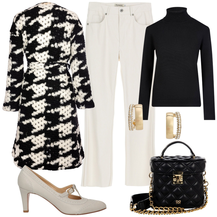 Outfit donna - So nice!!!. Stile Casual chic per Tutti i giorni. Abbinamento con décolleté, borse a mano, pantaloni, cappotti, orecchini, maglieria.