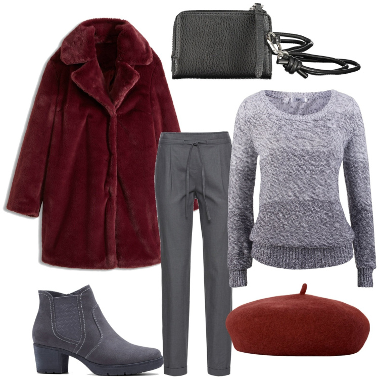 Outfit donna - Il capospalla avvolgente. Stile Chic per Ufficio. Abbinamento con pantaloni, maglieria, stivaletti, ecopellicce, cappelli e berretti, portafogli.