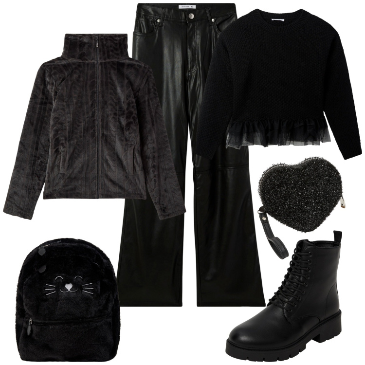 Outfit donna - Halloween con Terranova. Stile Rock per Tutti i giorni. Abbinamento con portafogli, pantaloni, maglieria, felpe, anfibi, zaini.